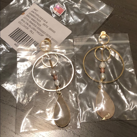 SOLD Pearl earrings Anthropologie hoops - Picture 5 of 8